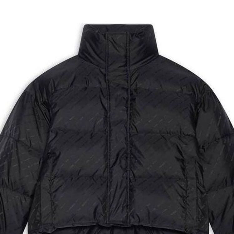 Details for (W) Chaqueta Acolchada Balenciaga FW22 Negra Logo Jacquard Cuello Alto Ajuste Regular 681883TKO401000