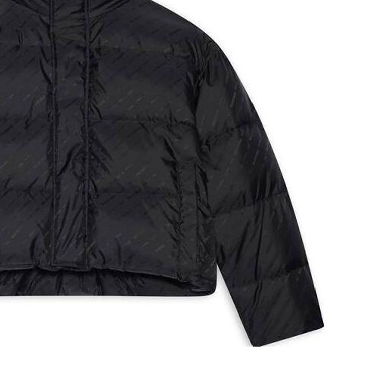 Sizing (W) Chaqueta Acolchada Balenciaga FW22 Negra Logo Jacquard Cuello Alto Ajuste Regular 681883TKO401000