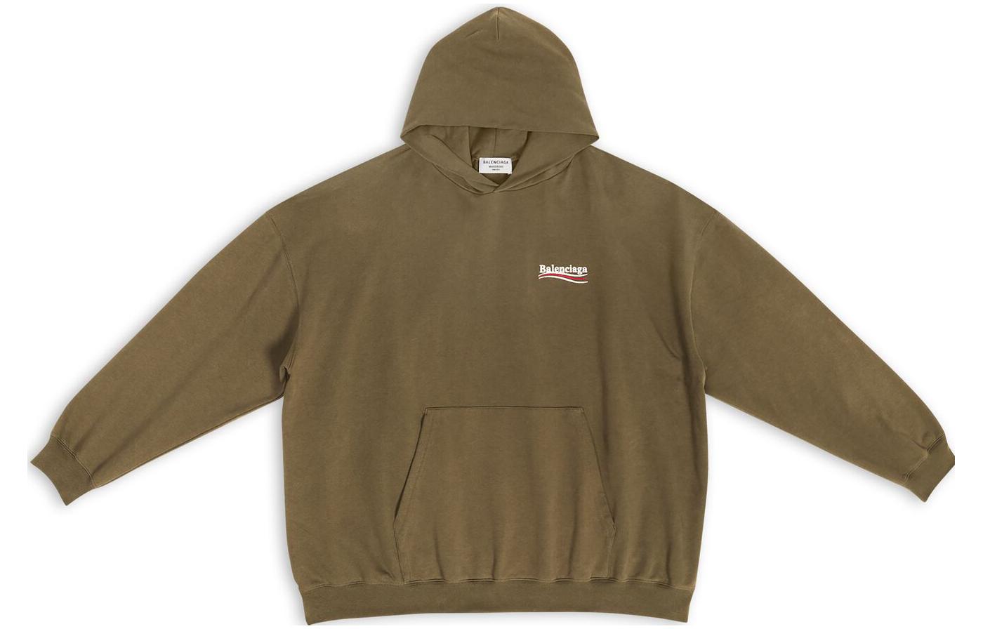 (Women) Balenciaga FW22 Logo Print  Oversized Hoodie in Khaki. 620947TKVI92463