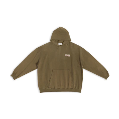 (Women) Balenciaga FW22 Logo Print Oversized Hoodie in Khaki. 620947TKVI92463