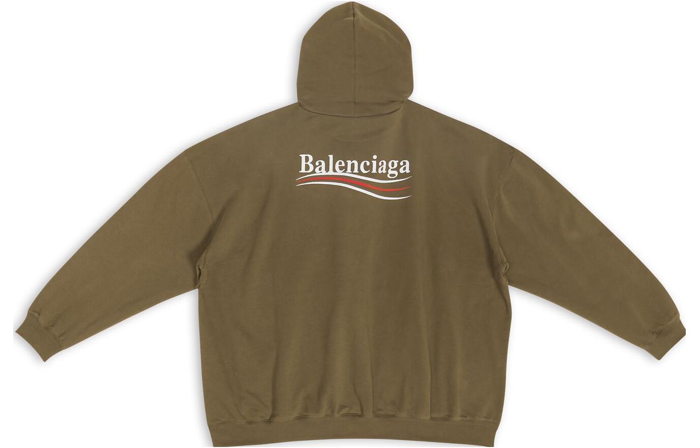 (Women) Balenciaga FW22 Logo Print  Oversized Hoodie in Khaki. 620947TKVI92463 圖 3