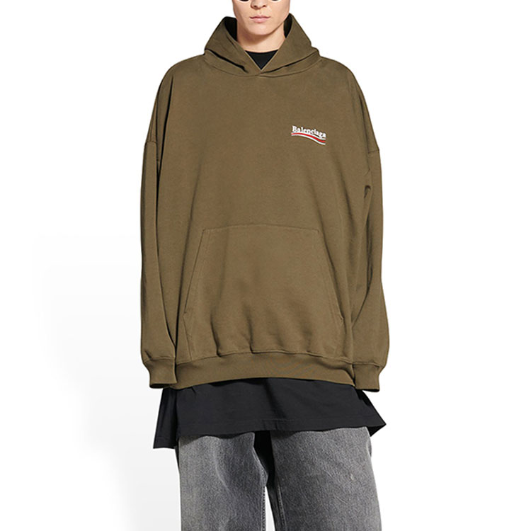 (Women) Balenciaga FW22 Logo Print  Oversized Hoodie in Khaki. 620947TKVI92463 圖 4