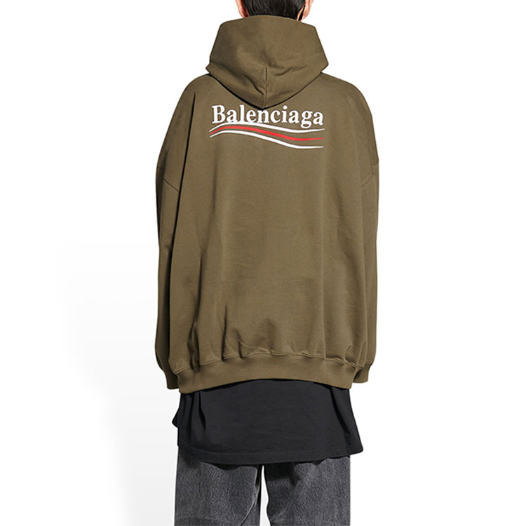 (Women) Balenciaga FW22 Logo Print  Oversized Hoodie in Khaki. 620947TKVI92463 圖 5