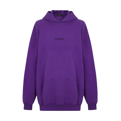 (Women) Balenciaga FW22 Logo Print Purple Oversized Hoodie for Women. 578135TNVH15162