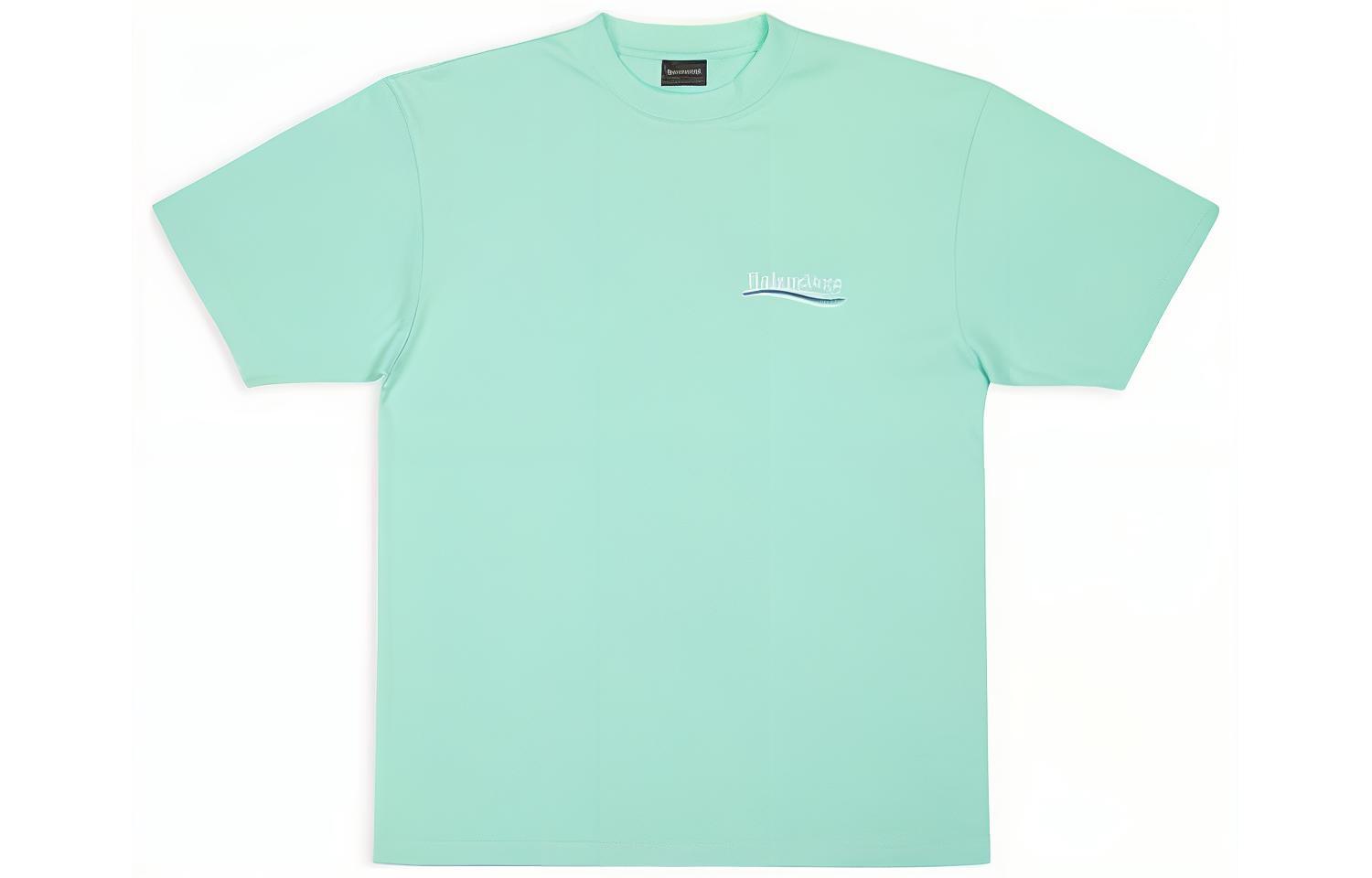 Buy (Women) Balenciaga FW22 Mint Green Oversized Logo Print T-Shirt for Women. 641655TKVJ13461