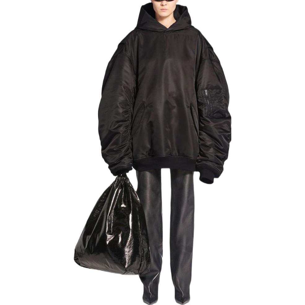 (Women) Balenciaga FW22 Oversized Hoodie Women’s Black Casual Solid Color 720157TNO271000 圖 3