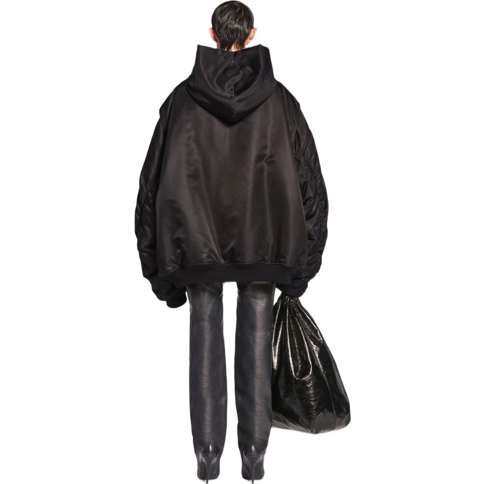 (Women) Balenciaga FW22 Oversized Hoodie Women’s Black Casual Solid Color 720157TNO271000 圖 4