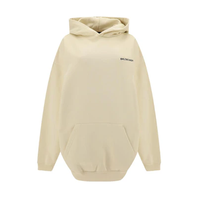 (Women) Balenciaga FW22 Oversized Ivory Pullover Sweatshirt with Embroidered Logo for Women. 578135TMVF59069