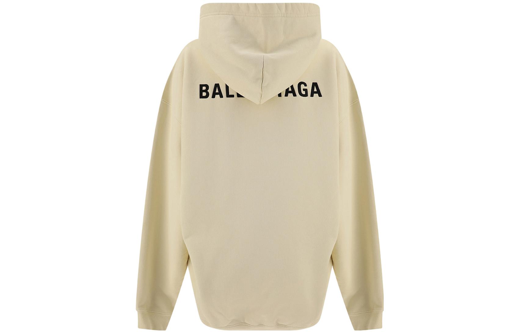 Lookbook (W) Balenciaga FW22 Baju Sejuk Ivory Oversized Wanita dengan Logo Sulaman. 578135TMVF59069
