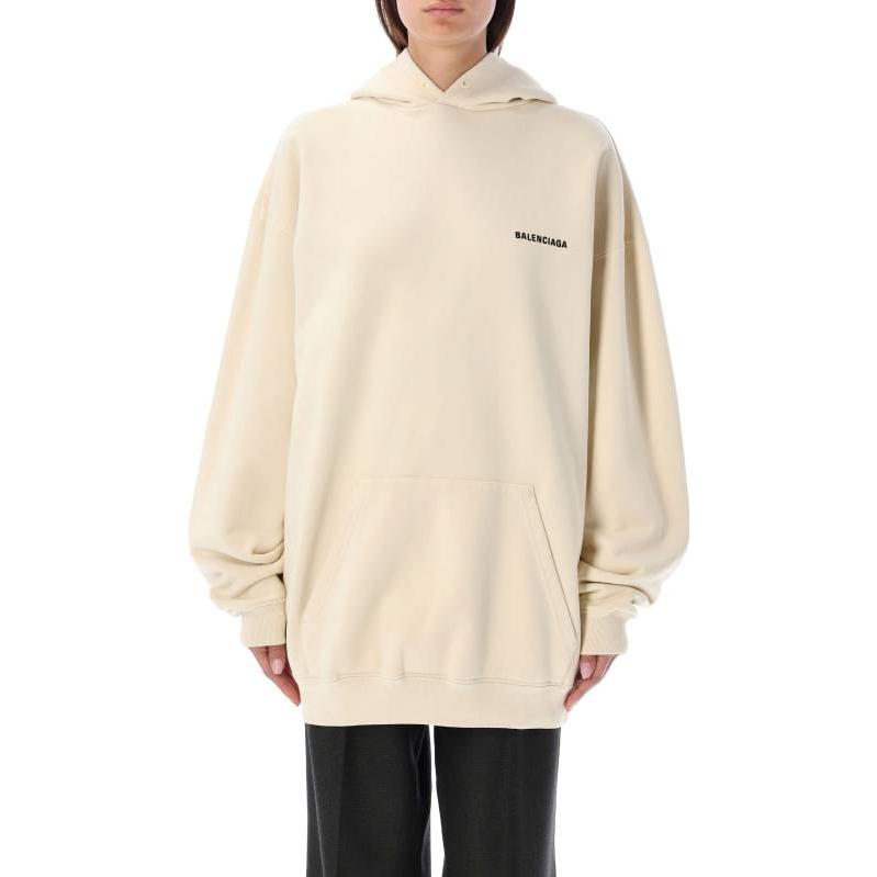 Shop (W) Balenciaga FW22 Baju Sejuk Ivory Oversized Wanita dengan Logo Sulaman. 578135TMVF59069