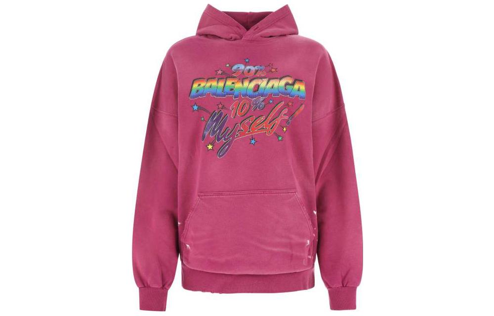 Order (W) Balenciaga FW22 Hoodie Cetakan Huruf Merah Jambu Magenta. 675003TMVH45566