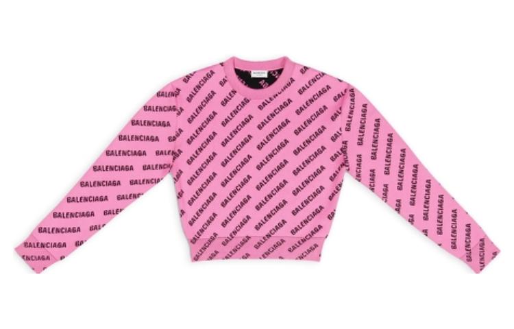 (Women) Balenciaga FW22 Pink Logo Print Crewneck Sweatshirt  Regular Fit. 704421T32335231