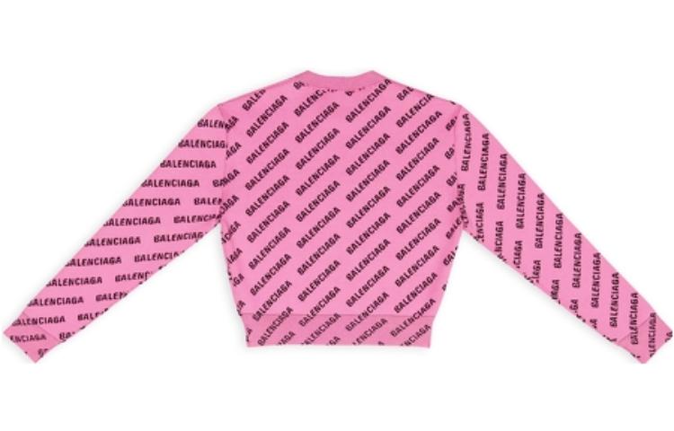 Lookbook (W) 발렌시아가 FW22 핑크 로고 프린트 크루넥 스웻셔츠 레귤러 핏. 704421T32335231