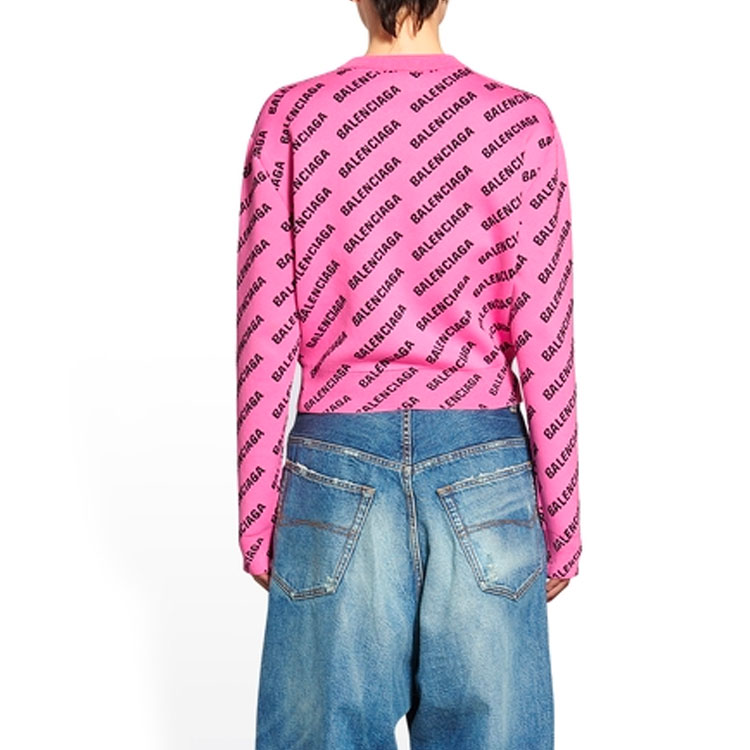Purchase (W) 발렌시아가 FW22 핑크 로고 프린트 크루넥 스웻셔츠 레귤러 핏. 704421T32335231