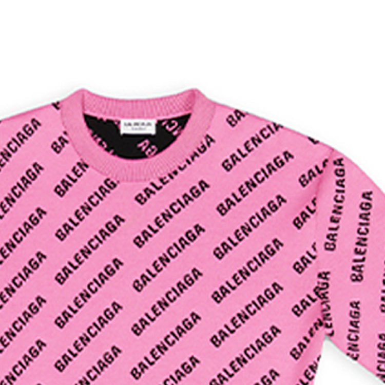 Details for (W) 발렌시아가 FW22 핑크 로고 프린트 크루넥 스웻셔츠 레귤러 핏. 704421T32335231