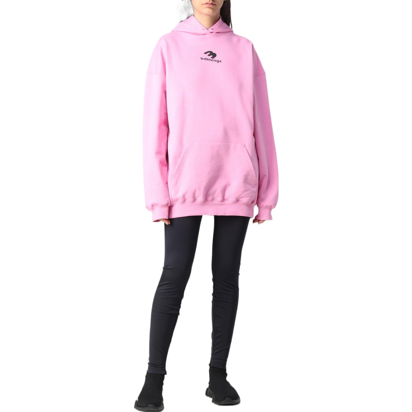 (Women) Balenciaga FW22 Pink Logo Print Pullover Hoodie Regular Fit Women. 578135TNVH21401 圖 3