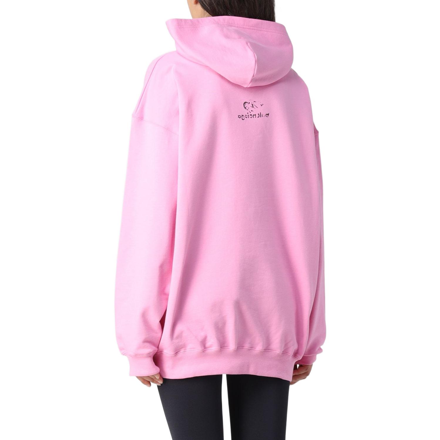 (Women) Balenciaga FW22 Pink Logo Print Pullover Hoodie Regular Fit Women. 578135TNVH21401 圖 4