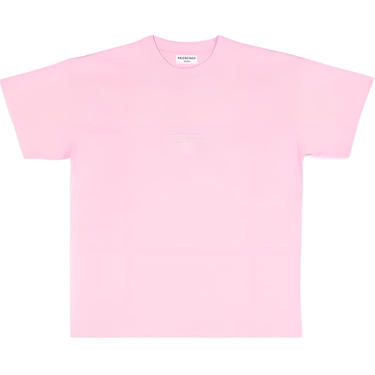 (Women) Balenciaga FW22 Pink Rhinestone Logo Oversized Crewneck T-Shirt Women. 612965TMVP25504