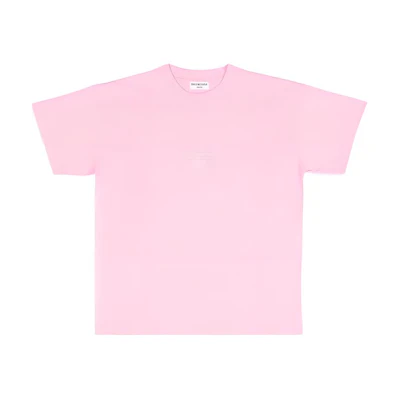 (Women) Balenciaga FW22 Pink Rhinestone Logo Oversized Crewneck T-Shirt Women. 612965TMVP25504
