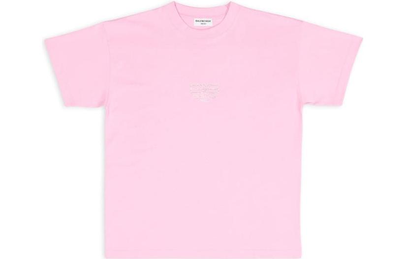 (Women) Balenciaga FW22 Pink Rhinestone Logo Oversized Crewneck T-Shirt Women. 612965TMVP25504 圖 2