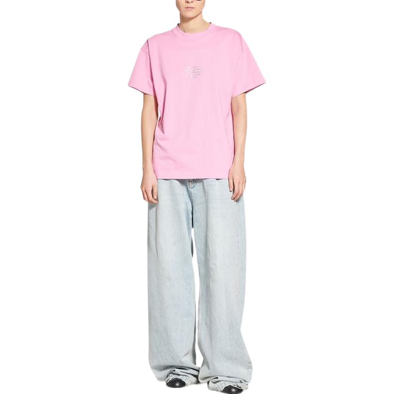(Women) Balenciaga FW22 Pink Rhinestone Logo Oversized Crewneck T-Shirt Women. 612965TMVP25504 圖 4