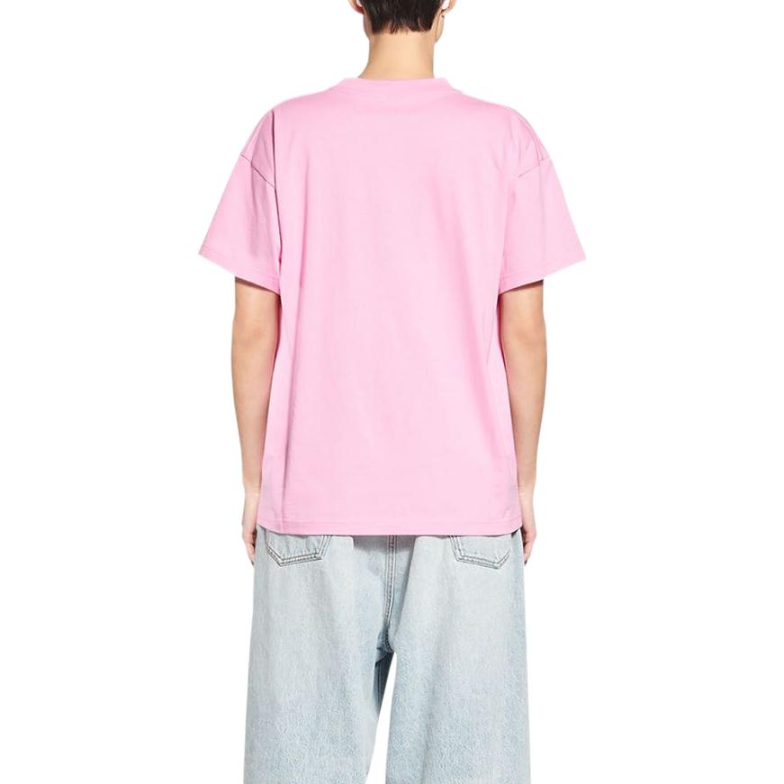 (Women) Balenciaga FW22 Pink Rhinestone Logo Oversized Crewneck T-Shirt Women. 612965TMVP25504 圖 5