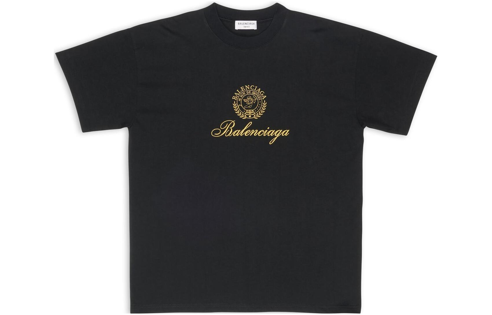 (Women) Balenciaga FW22 Qixi Crest Logo Print Black Crewneck T-Shirt Women. 612965TMVL41075 圖 2