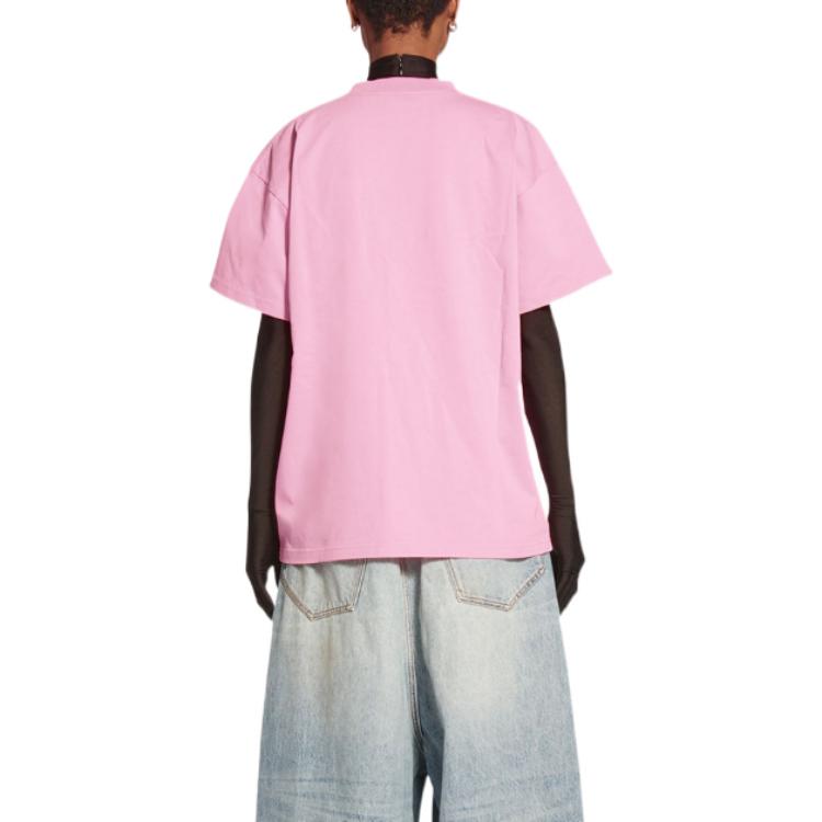 Details for (W) Camiseta Balenciaga FW22 Qixi Rosa Oversize con Logo Gráfico. 612965TMVL45504