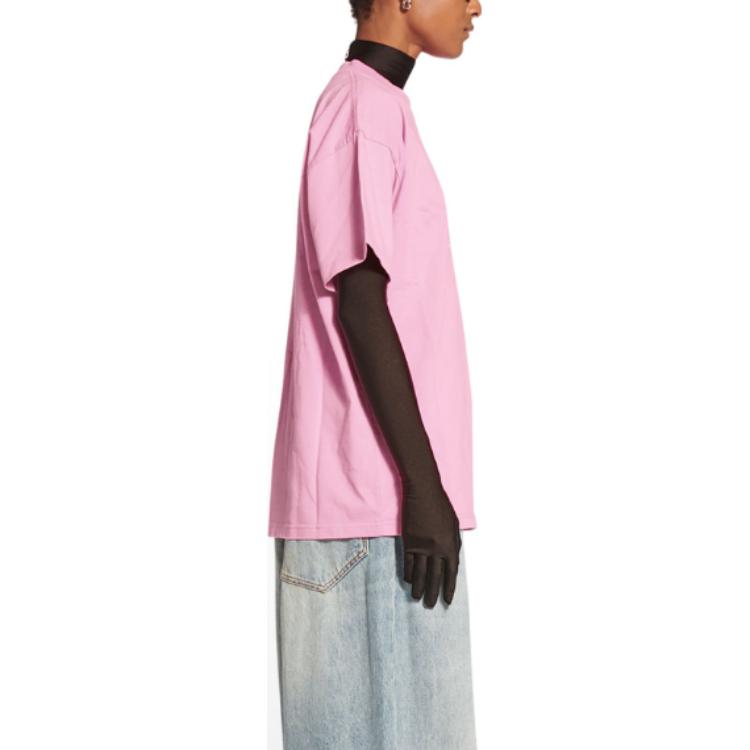 Sizing (W) Camiseta Balenciaga FW22 Qixi Rosa Oversize con Logo Gráfico. 612965TMVL45504
