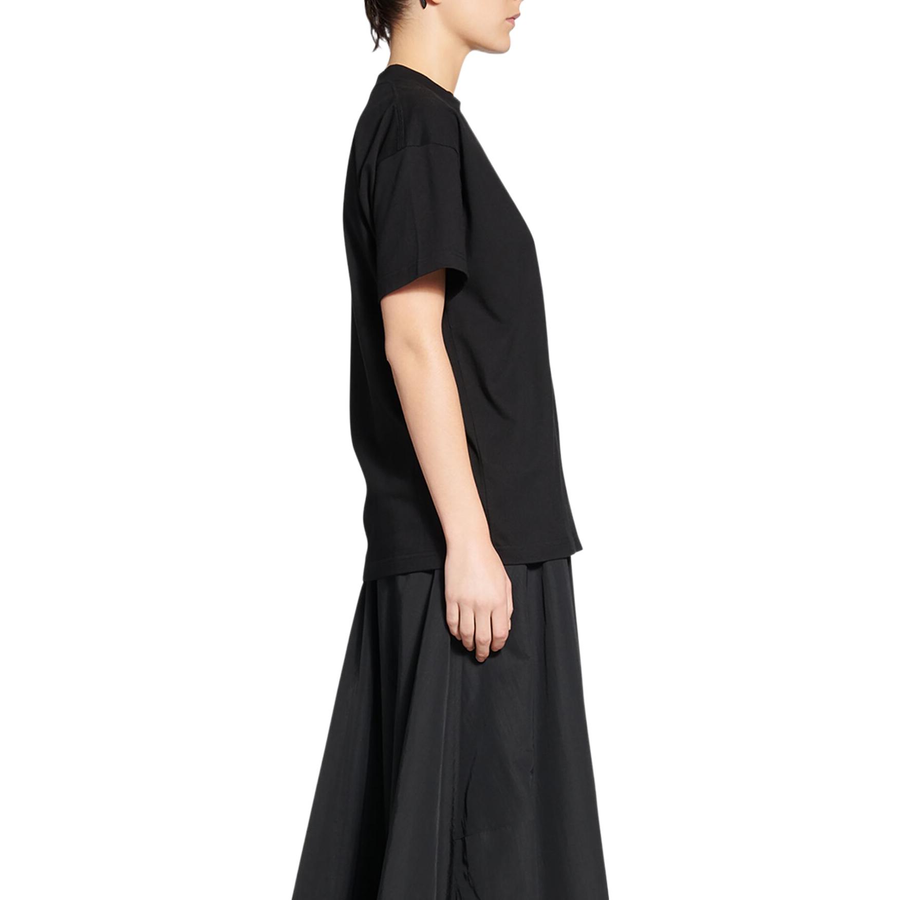 Purchase (W) Camiseta Negra Oversized Balenciaga FW22 con Logo de Strass para Mujer. 612965TMVP21073