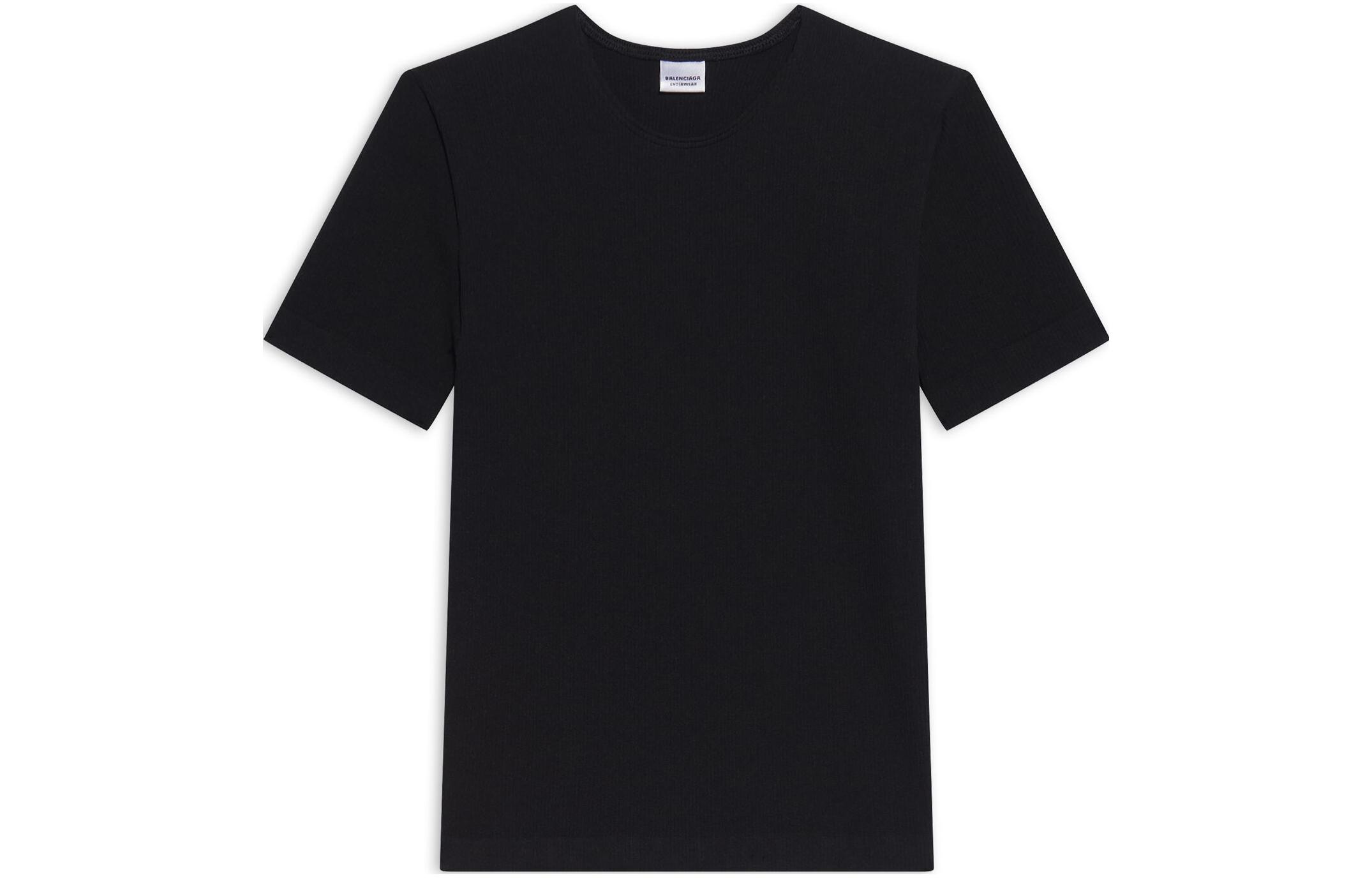 (Women) Balenciaga FW22 Solid Color Knit Crewneck T-Shirt Women’s Black. 6855183B4B61000