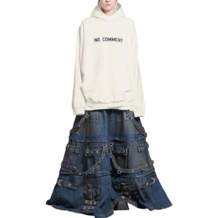 (Women) Balenciaga FW22 White Alphabet Print Oversized Hoodie  Casual Wear. 675003TLVG43307 圖 4