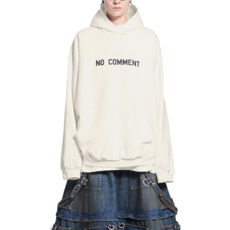(Women) Balenciaga FW22 White Alphabet Print Oversized Hoodie  Casual Wear. 675003TLVG43307 圖 5