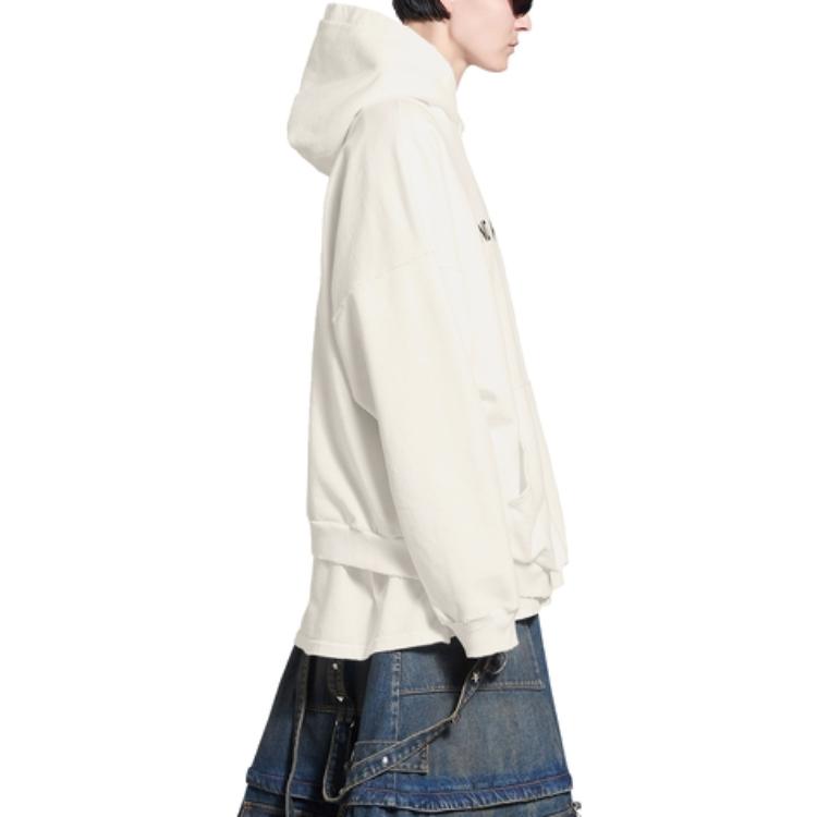(Women) Balenciaga FW22 White Alphabet Print Oversized Hoodie  Casual Wear. 675003TLVG43307 圖 7