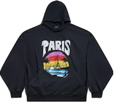 (Women) Balenciaga FW23 Black Hoodie with Letter Print Oversized Fit. 761458TPVM11569 (Women) Balenciaga FW23 Black Hoodie with Letter Print Oversized Fit. 761458TPVM11569