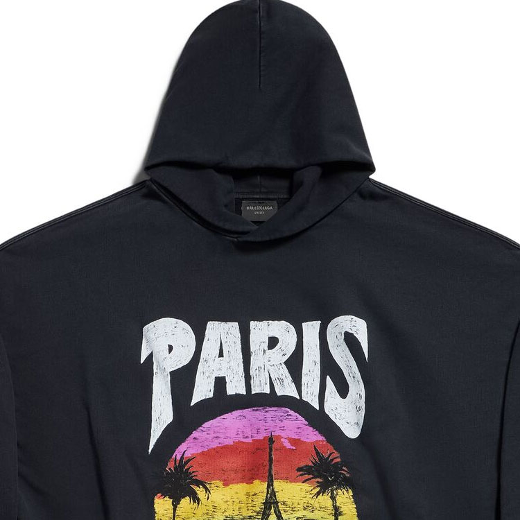 Shop (W) Balenciaga FW23 Sudadera Negra con Estampado de Letras Ajuste Oversize. 761458TPVM11569