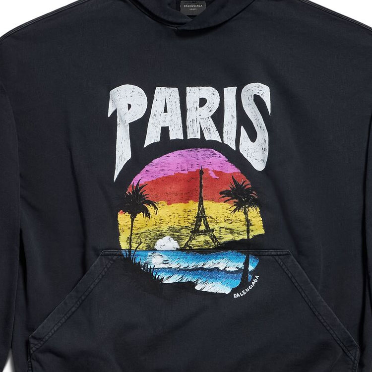 Purchase (W) Balenciaga FW23 Sudadera Negra con Estampado de Letras Ajuste Oversize. 761458TPVM11569