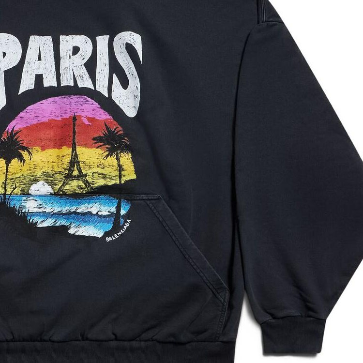 Cheap (W) Balenciaga FW23 Sudadera Negra con Estampado de Letras Ajuste Oversize. 761458TPVM11569