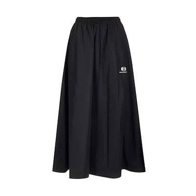 (Women) Balenciaga FW23 Black Letter Logo Print Casual Long Skirt. 772719TNQ251000