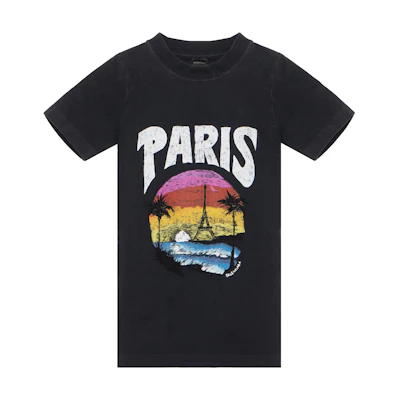(Women) Balenciaga FW23 Black Letter Print Regular Fit Crewneck T-Shirt. 768075TPVM21569