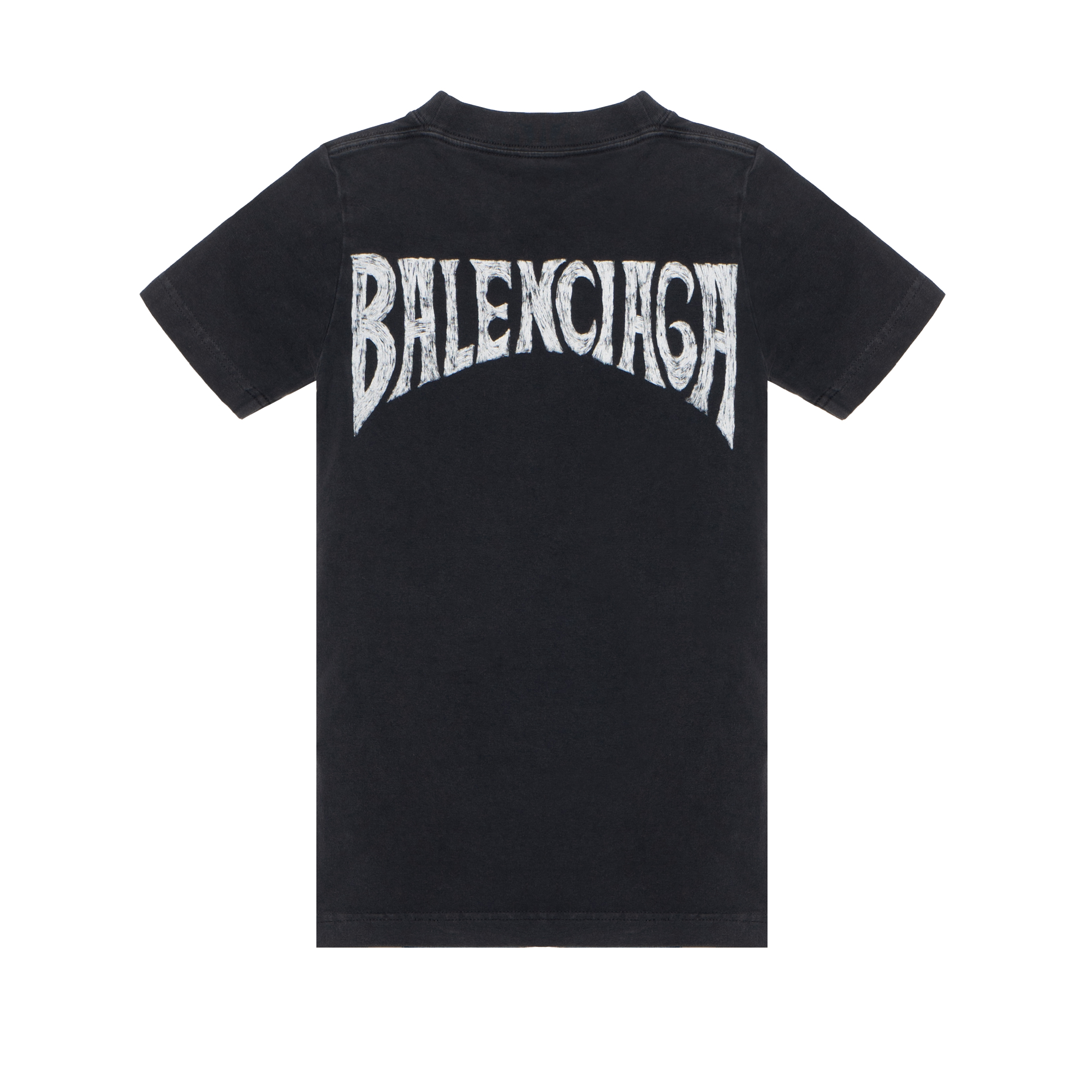 Lookbook (Women) Balenciaga FW23  Black Letter Print Regular Fit Crewneck T-Shirt. 768075TPVM21569