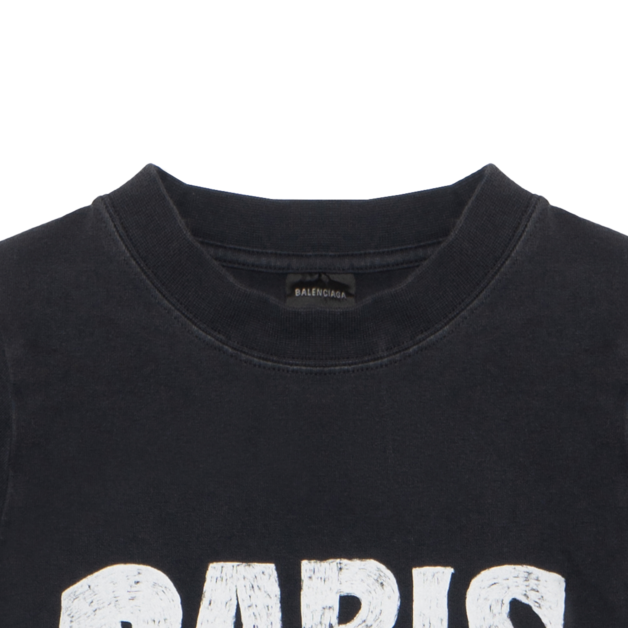 Shop (Women) Balenciaga FW23  Black Letter Print Regular Fit Crewneck T-Shirt. 768075TPVM21569