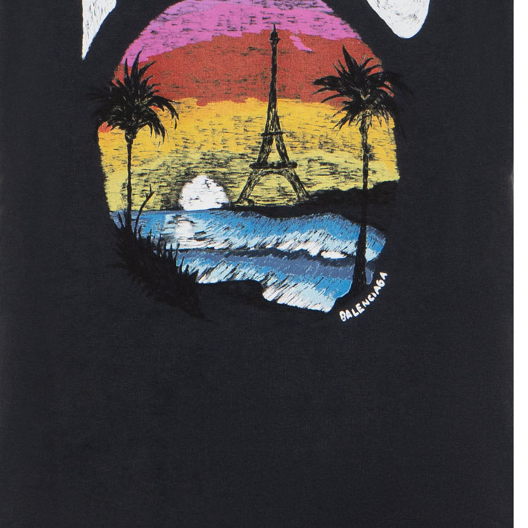 Details for (Women) Balenciaga FW23  Black Letter Print Regular Fit Crewneck T-Shirt. 768075TPVM21569