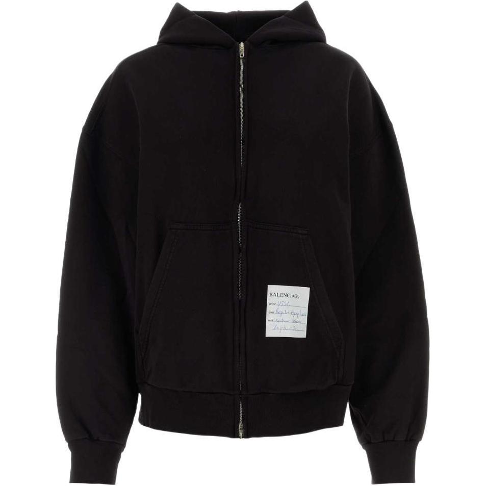 (Women) Balenciaga FW23  Black Logo Zip-Up Hoodie Regular Fit. 767857TPVN31270