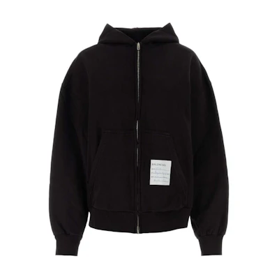 (Women) Balenciaga FW23 Black Logo Zip-Up Hoodie Regular Fit. 767857TPVN31270