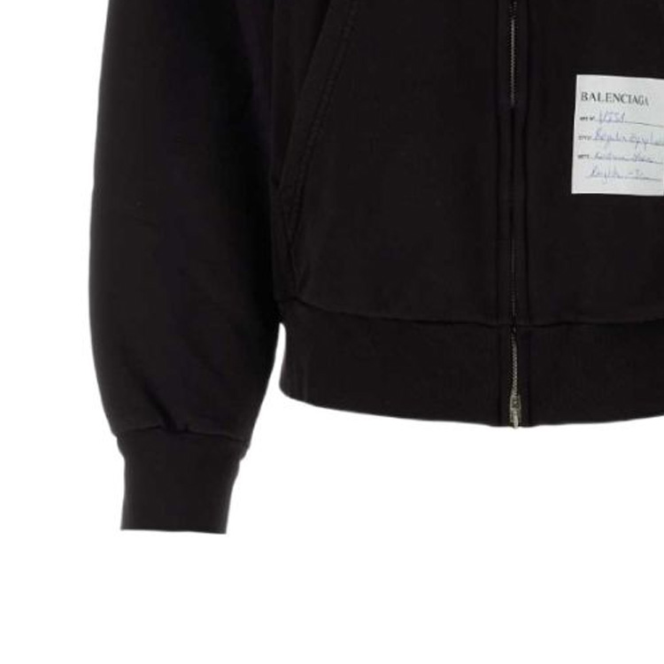 Details for (W) 巴黎世家 FW23 黑色Logo拉链连帽衫 常规版型. 767857TPVN31270