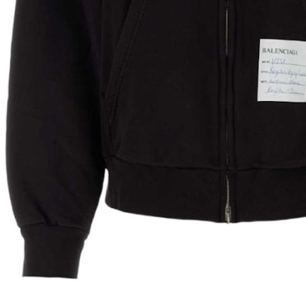 (W) 巴黎世家 FW23 黑色Logo拉链连帽衫 常规版型. 767857TPVN31270 Details for (W) 巴黎世家 FW23 黑色Logo拉链连帽衫 常规版型. 767857TPVN31270