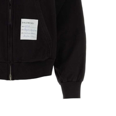 (W) 巴黎世家 FW23 黑色Logo拉链连帽衫 常规版型. 767857TPVN31270 Sizing (W) 巴黎世家 FW23 黑色Logo拉链连帽衫 常规版型. 767857TPVN31270