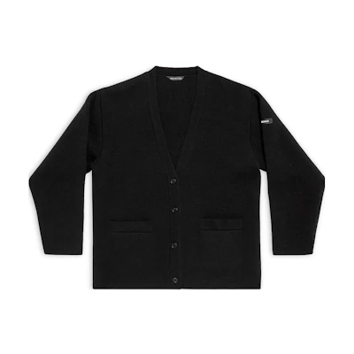 (Women) Balenciaga FW23 Black V-Neck Button Knit Cardigan Loose Fit 771671T16751000