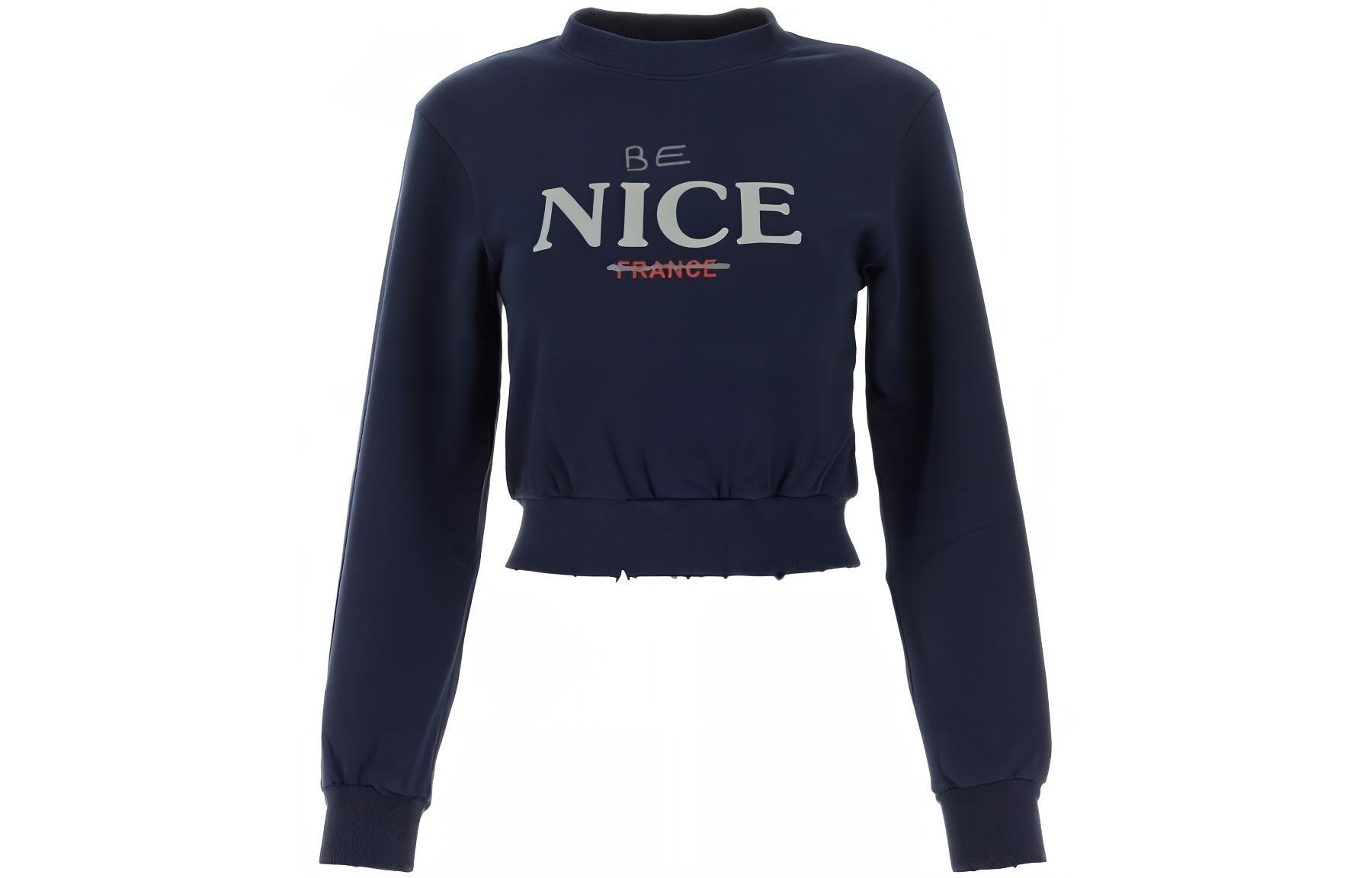 (Women) Balenciaga FW23  Letter Print Crewneck Long Sleeve Sweatshirt - Blue 767887TPVK74140
